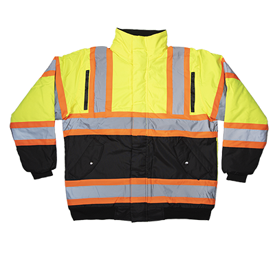 Premium Waterproof, Windproof, Breathable - Hi Vis Orange Contrast Safety Bomber Jacket